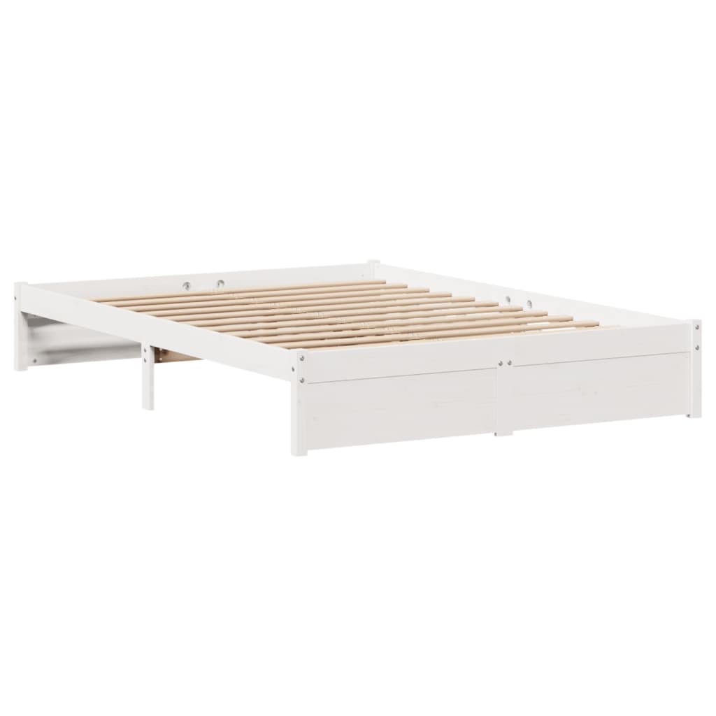 Bedframe zonder matras massief grenenhout wit 140x200 cm