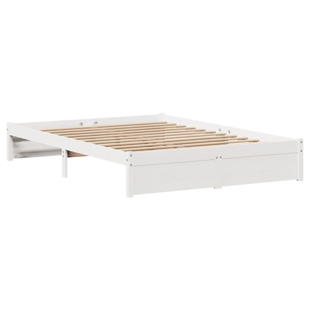 Bedframe zonder matras massief grenenhout wit 140x200 cm