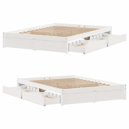 Bedframe zonder matras massief grenenhout wit 140x200 cm