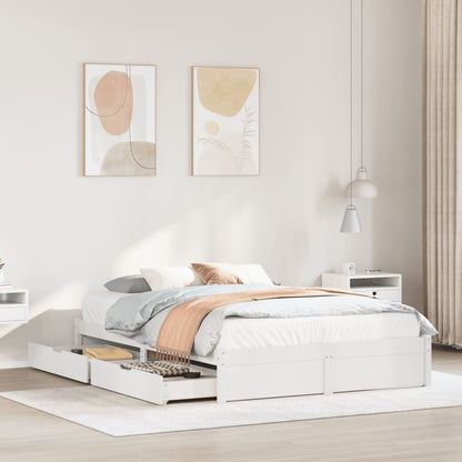 Bedframe zonder matras massief grenenhout wit 140x200 cm