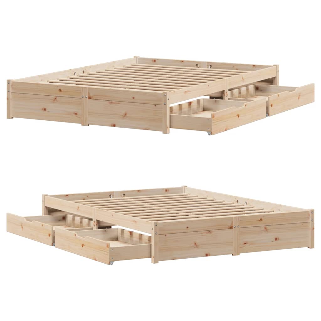 Bedframe zonder matras massief grenenhout 150x200 cm