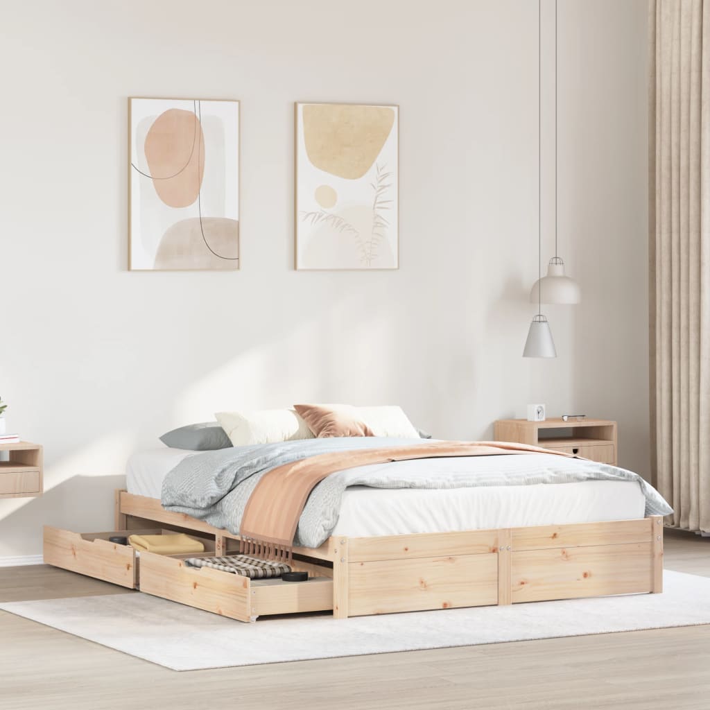 Bedframe zonder matras massief grenenhout 150x200 cm