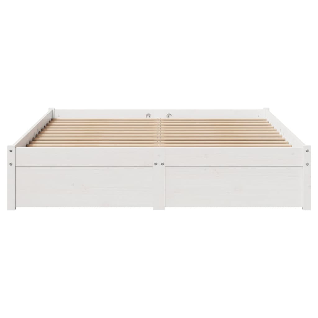 Bedframe zonder matras massief grenenhout wit 150x200 cm