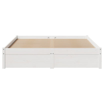 Bedframe zonder matras massief grenenhout wit 150x200 cm