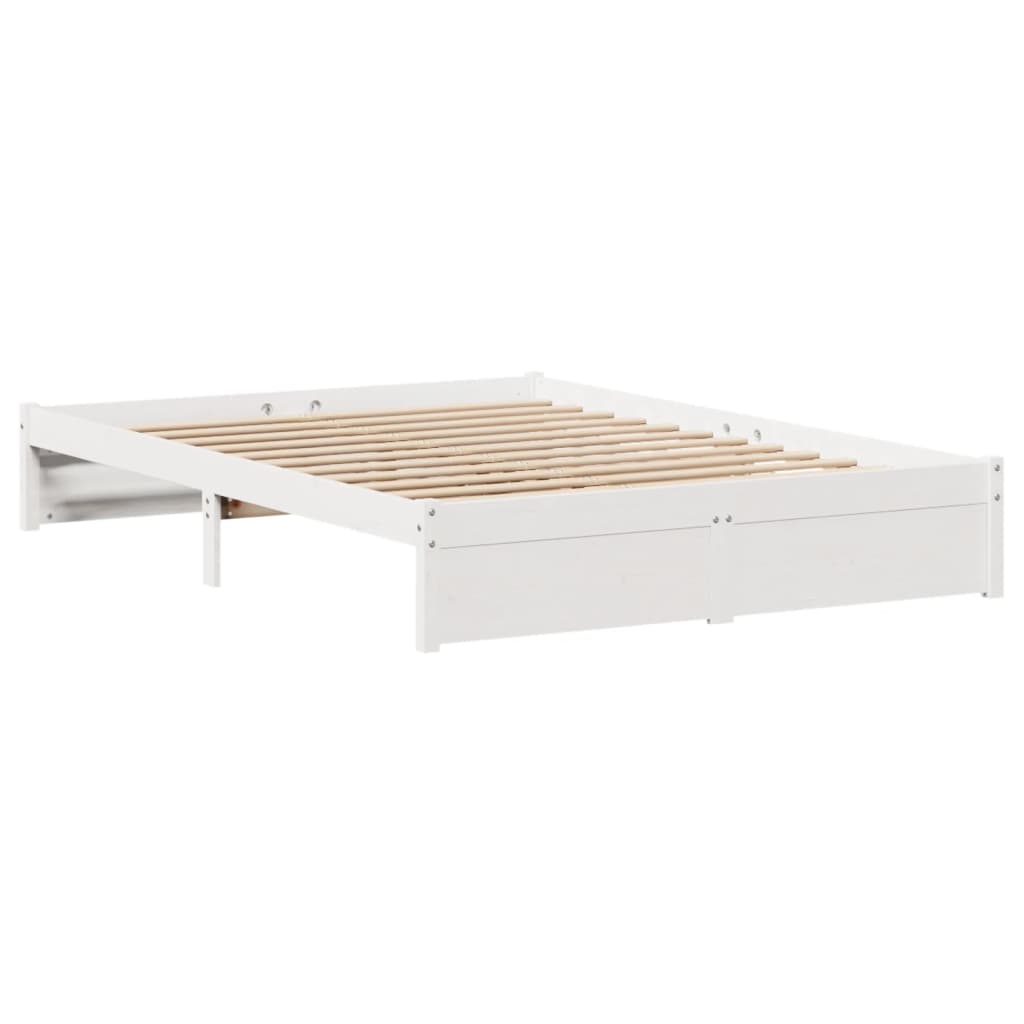 Bedframe zonder matras massief grenenhout wit 150x200 cm