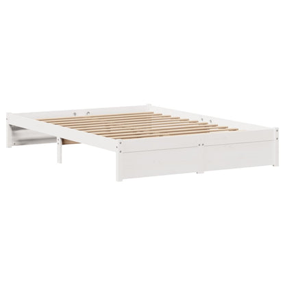 Bedframe zonder matras massief grenenhout wit 150x200 cm