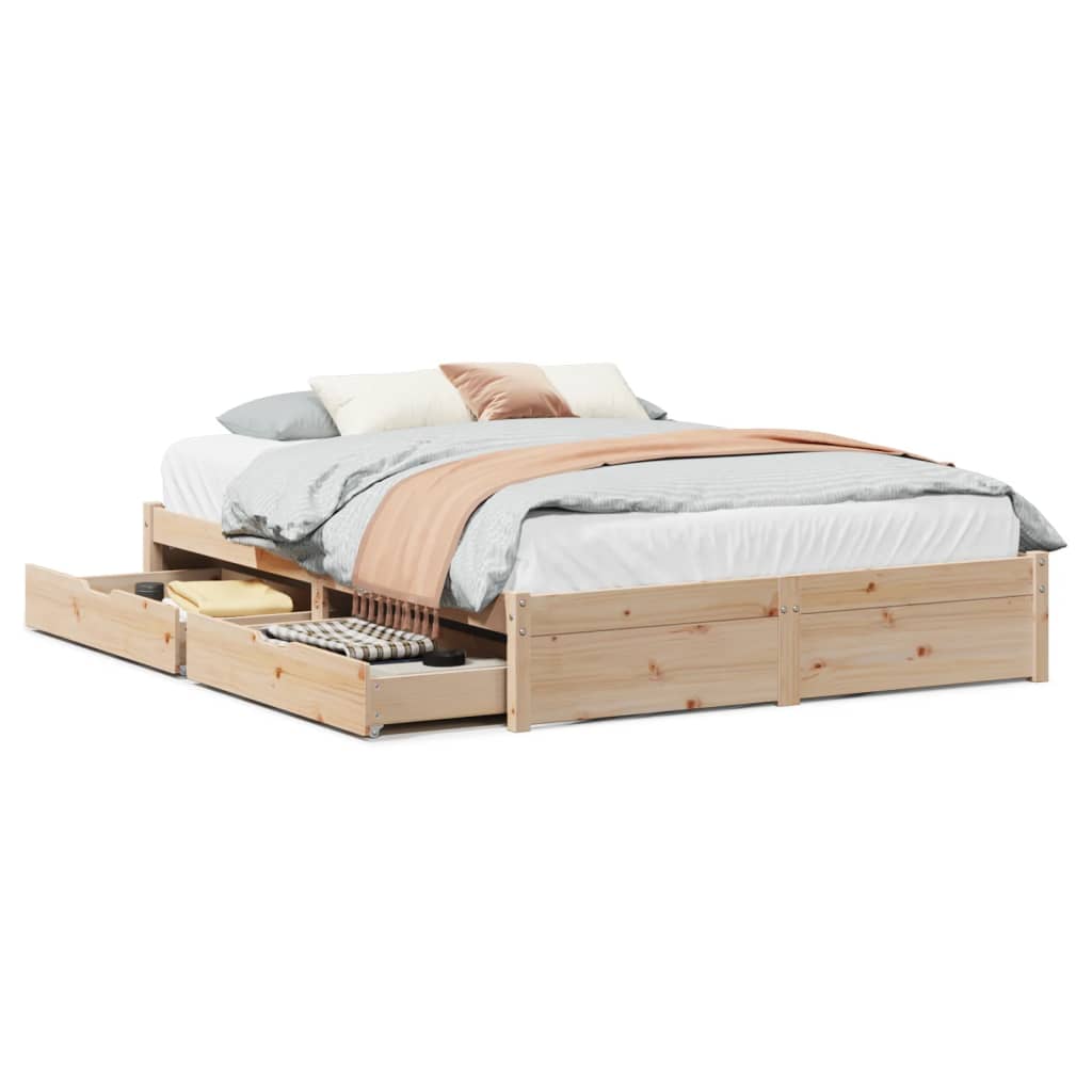 Bedframe zonder matras massief grenenhout 160x200 cm