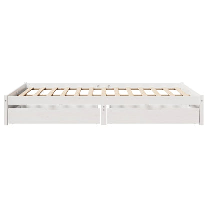 Bedframe zonder matras massief grenenhout wit 160x200 cm