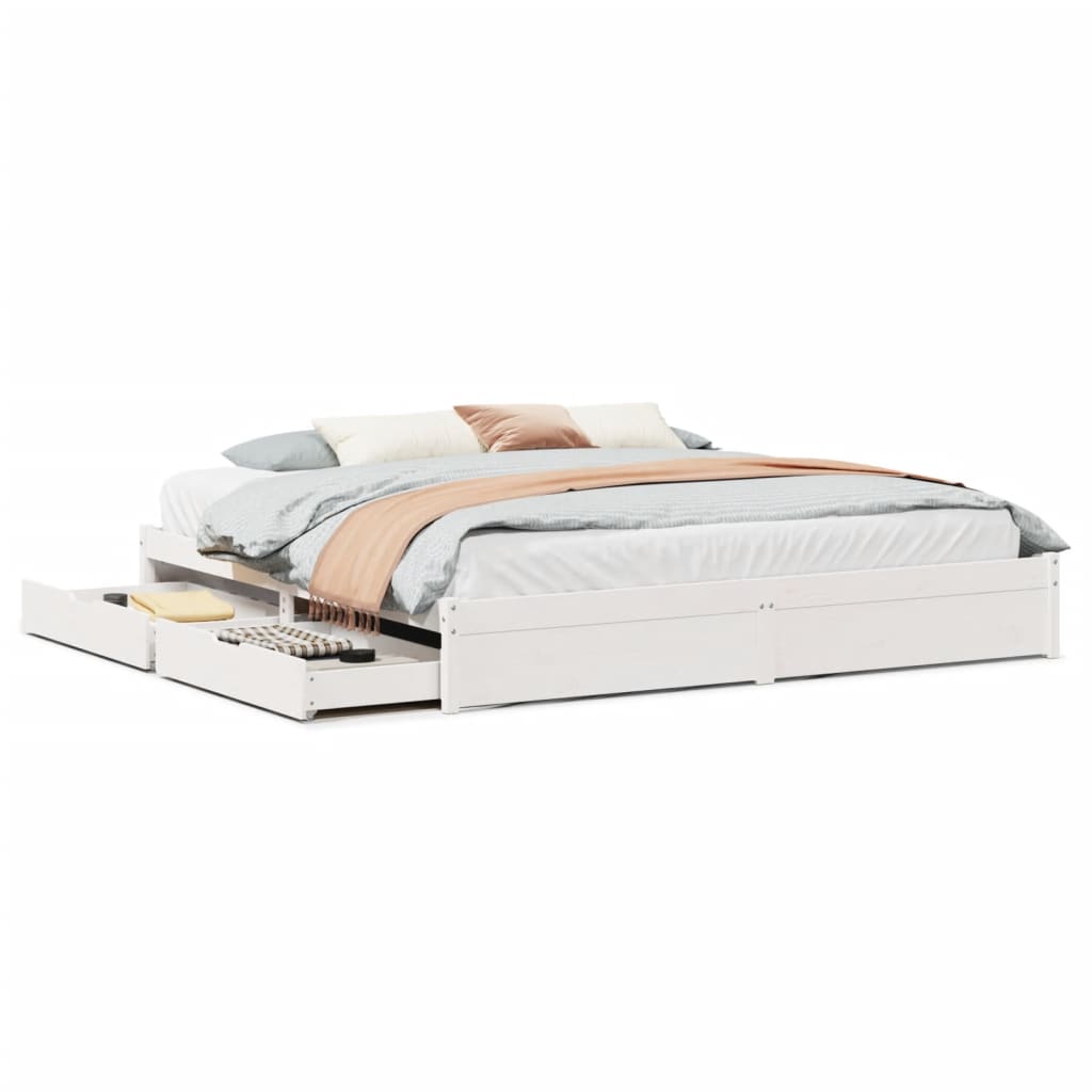 Bedframe zonder matras massief grenenhout wit 180x200 cm