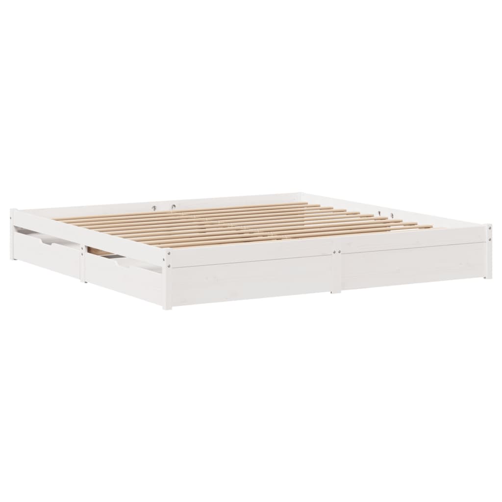 Bedframe zonder matras massief grenenhout wit 180x200 cm