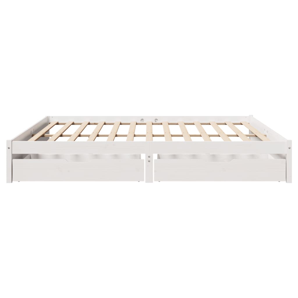 Bedframe zonder matras massief grenenhout wit 180x200 cm