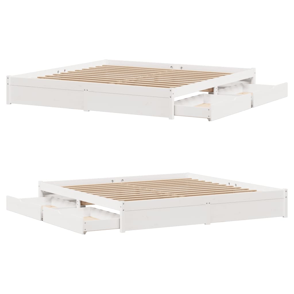 Bedframe zonder matras massief grenenhout wit 180x200 cm