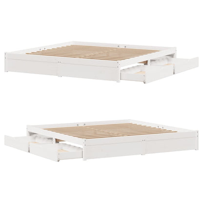 Bedframe zonder matras massief grenenhout wit 180x200 cm