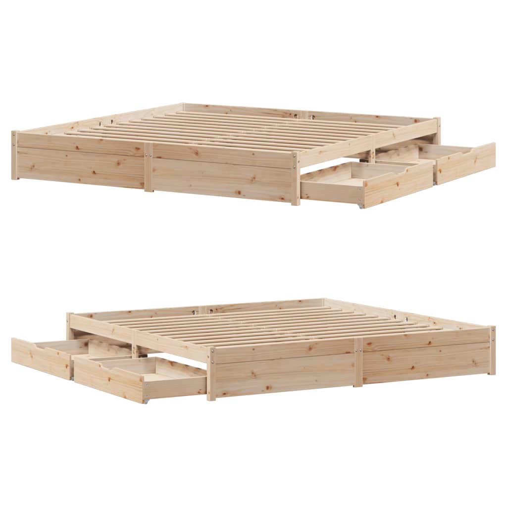 Bedframe zonder matras massief grenenhout 200x200 cm