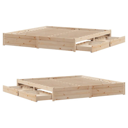 Bedframe zonder matras massief grenenhout 200x200 cm