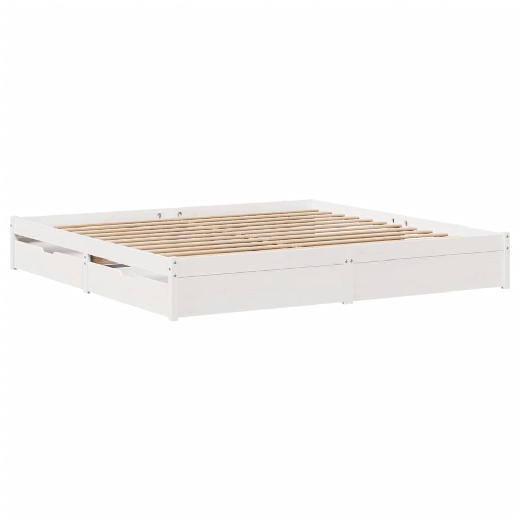 Bedframe zonder matras massief grenenhout wit 200x200 cm