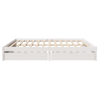 Bedframe zonder matras massief grenenhout wit 200x200 cm