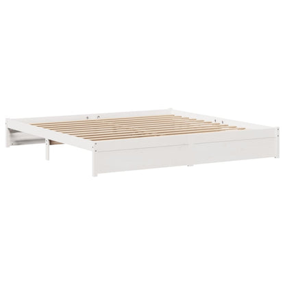 Bedframe zonder matras massief grenenhout wit 200x200 cm