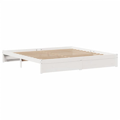 Bedframe zonder matras massief grenenhout wit 200x200 cm