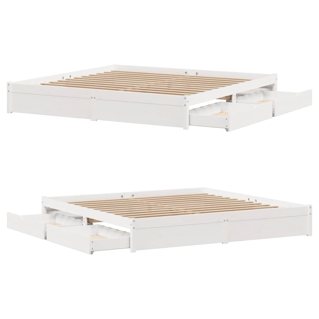 Bedframe zonder matras massief grenenhout wit 200x200 cm
