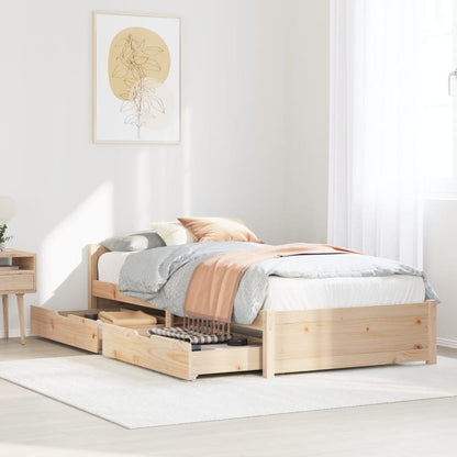 Bedframe zonder matras massief grenenhout 75x190 cm