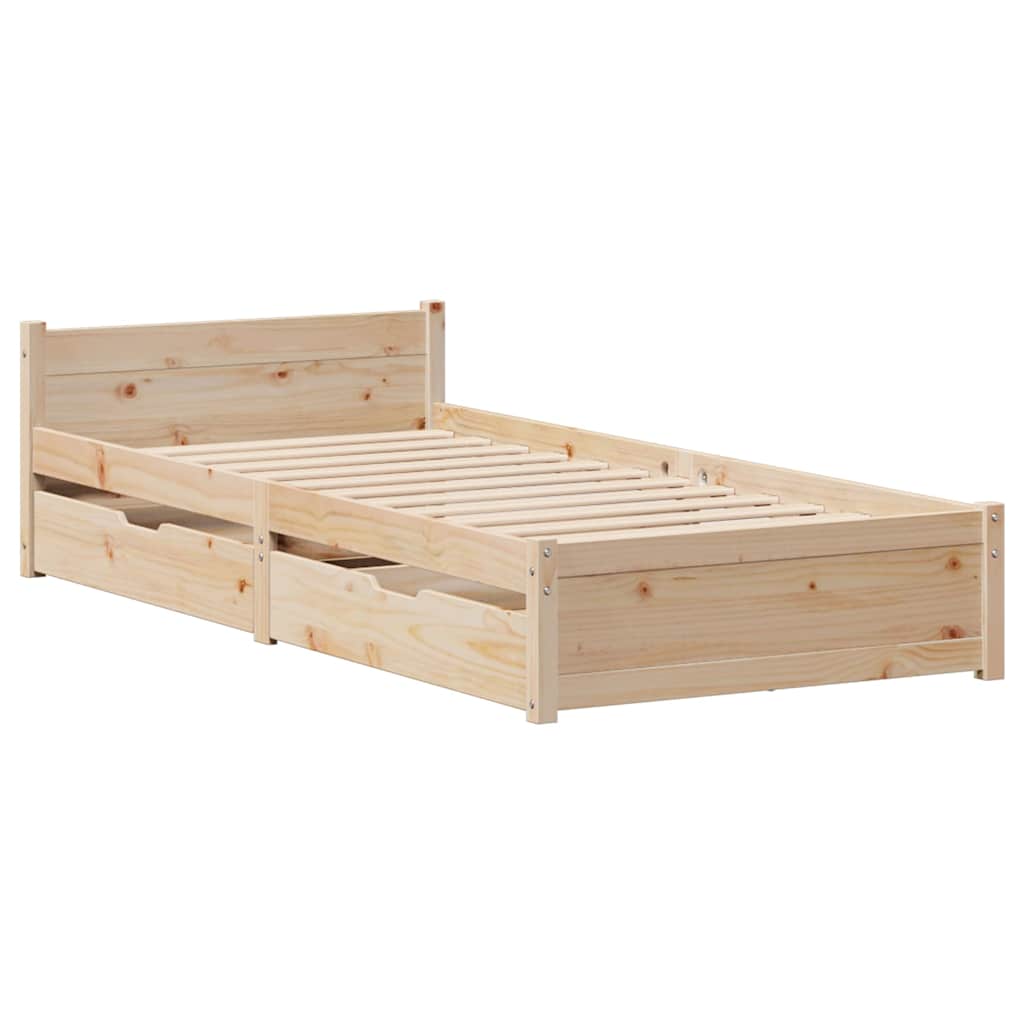 Bedframe Zonder Matras Massief Grenenhout 90 x 190 cm Naturel