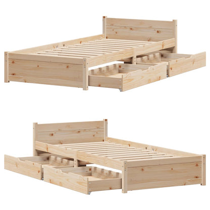 Bedframe Zonder Matras Massief Grenenhout 90 x 190 cm Naturel