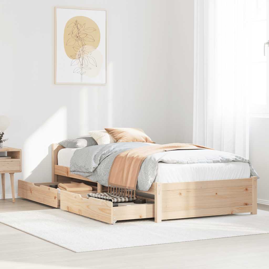 Bedframe Zonder Matras Massief Grenenhout 90 x 190 cm Naturel