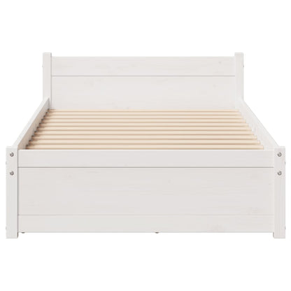 Bedframe zonder matras massief grenenhout wit 90x190 cm