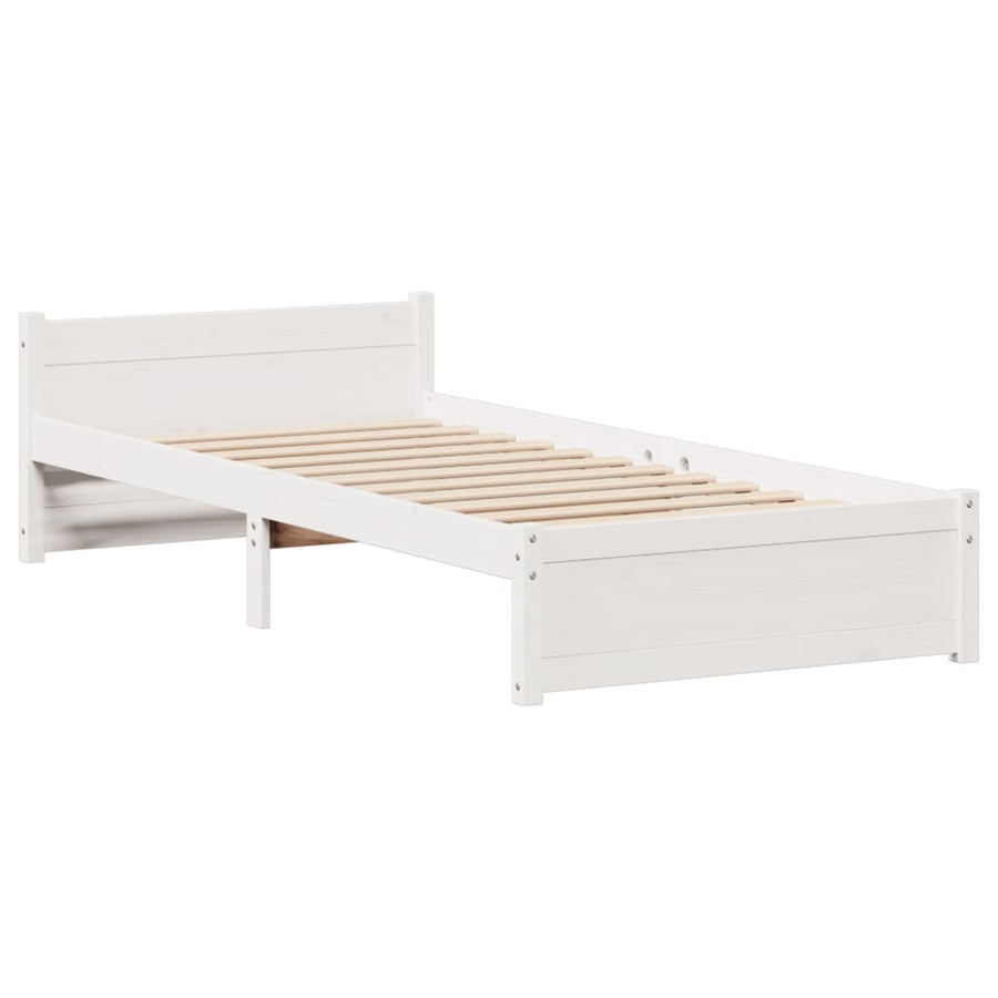 Bedframe zonder matras massief grenenhout wit 90x190 cm