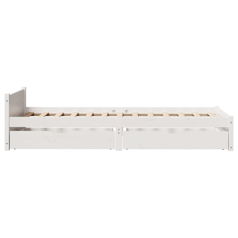 Bedframe zonder matras massief grenenhout wit 90x190 cm
