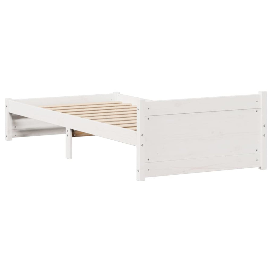 Bedframe zonder matras massief grenenhout wit 90x190 cm
