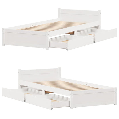 Bedframe zonder matras massief grenenhout wit 90x190 cm