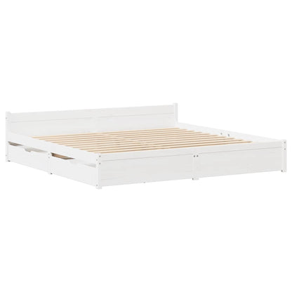 Bedframe zonder matras massief grenenhout wit 120x190 cm