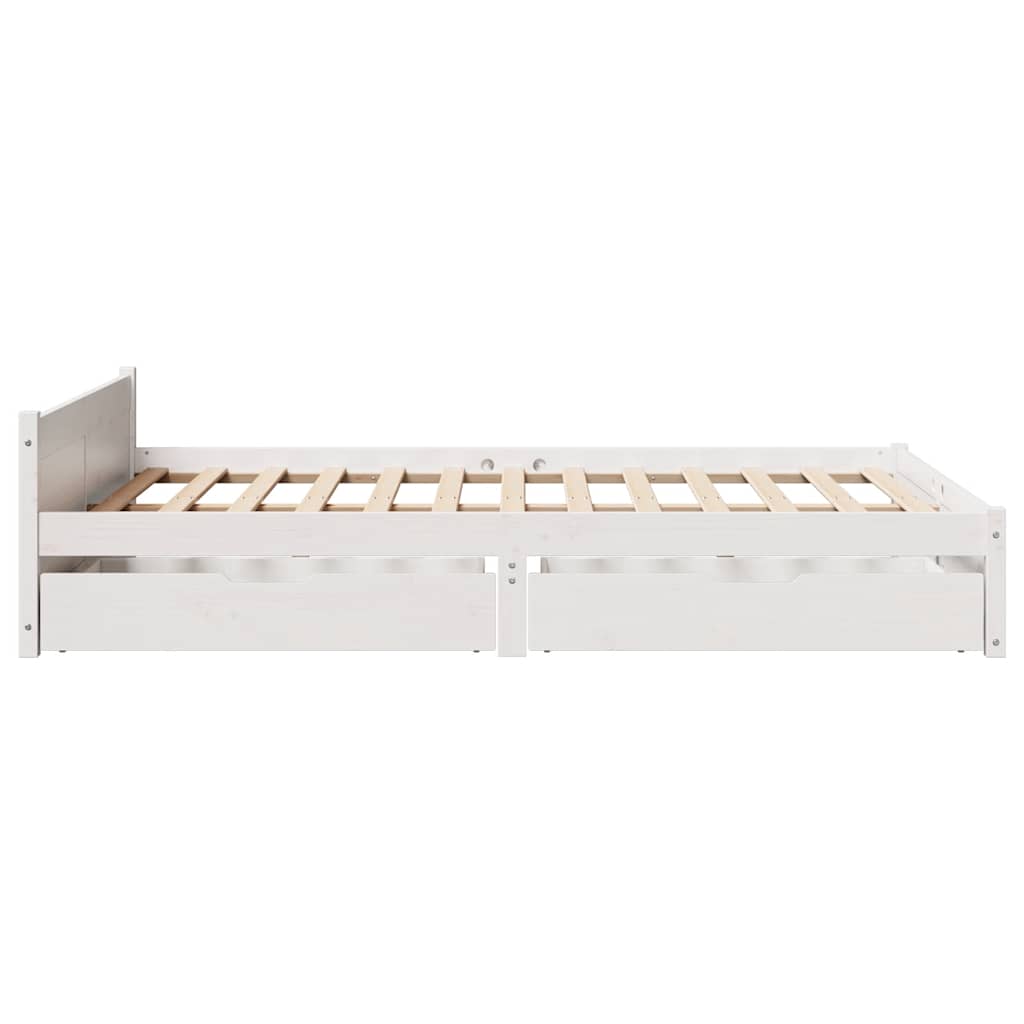 Bedframe zonder matras massief grenenhout wit 120x190 cm