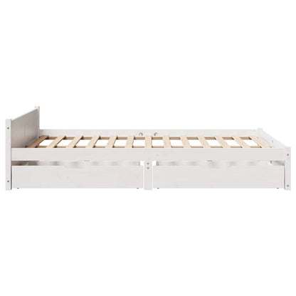 Bedframe zonder matras massief grenenhout wit 120x190 cm