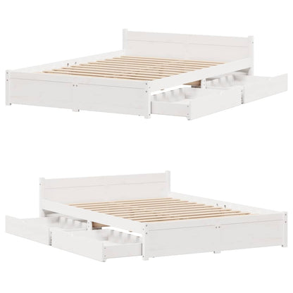 Bedframe zonder matras massief grenenhout wit 120x190 cm
