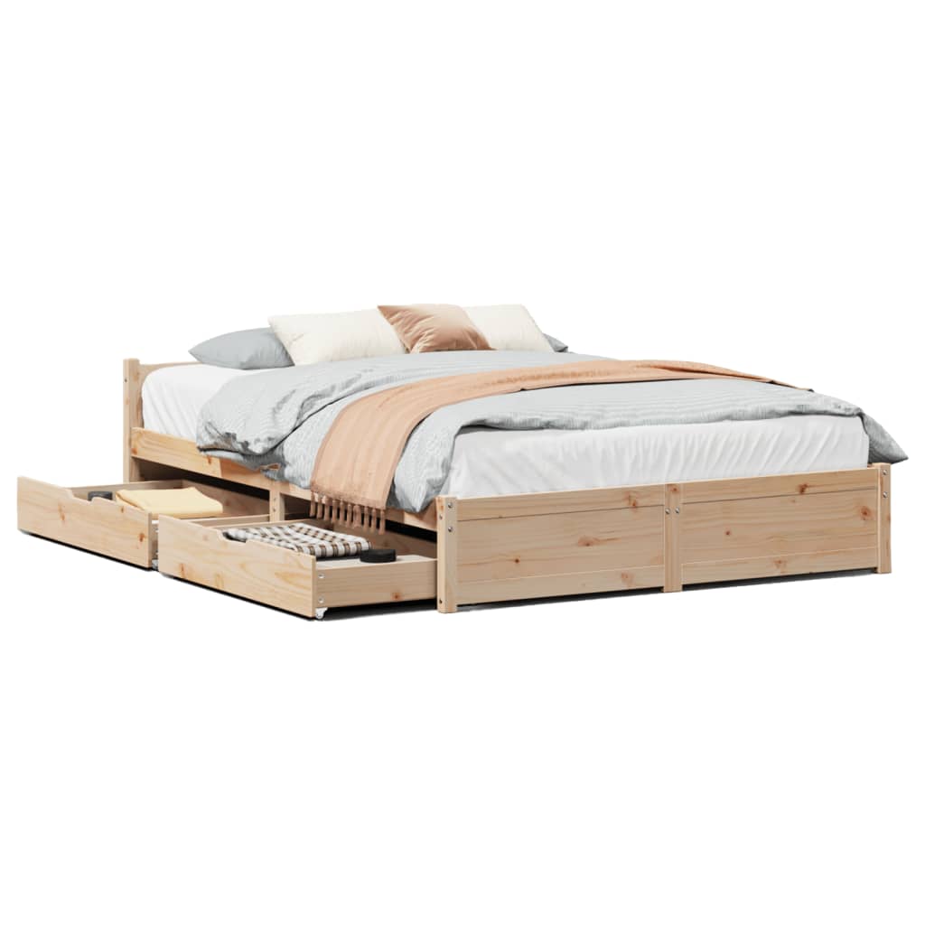 Bedframe zonder matras massief grenenhout 135x190 cm