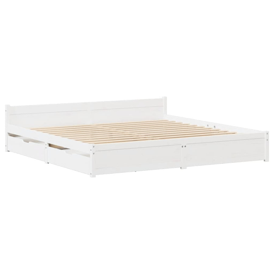 Bedframe zonder matras massief grenenhout wit 135x190 cm
