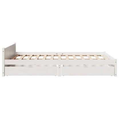 Bedframe zonder matras massief grenenhout wit 135x190 cm