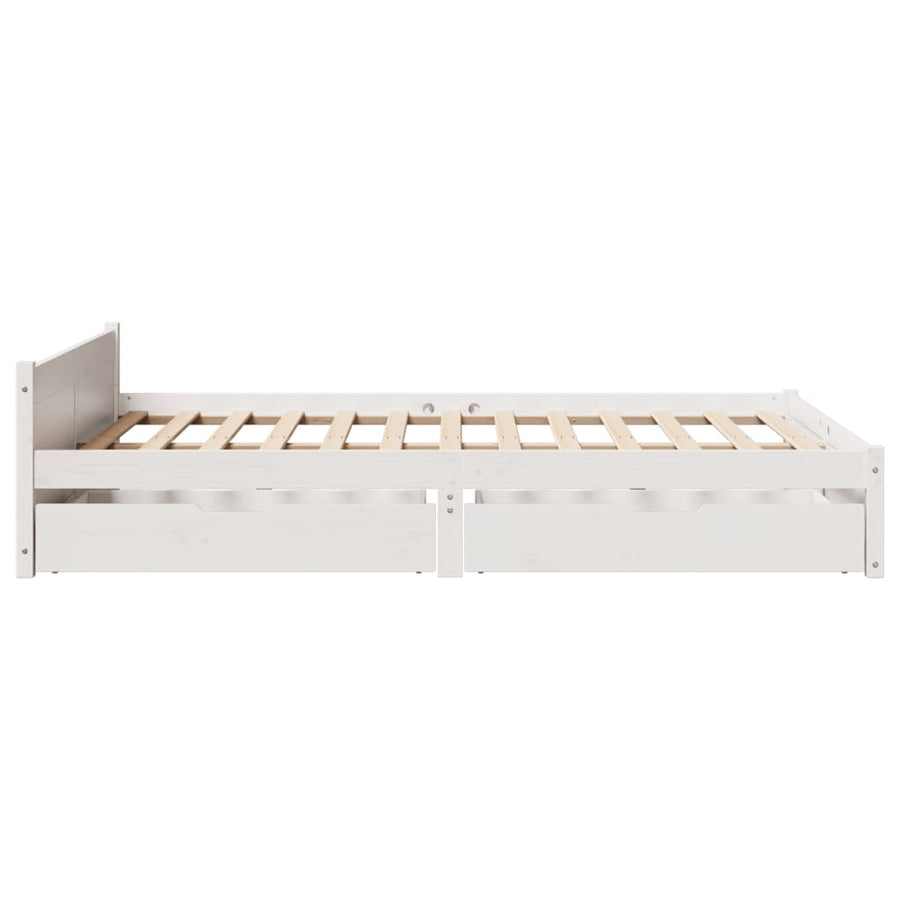 Bedframe zonder matras massief grenenhout wit 135x190 cm