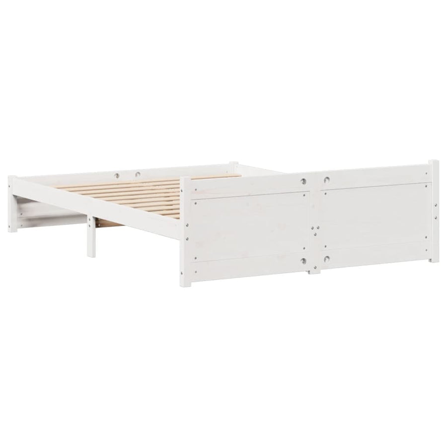 Bedframe zonder matras massief grenenhout wit 135x190 cm