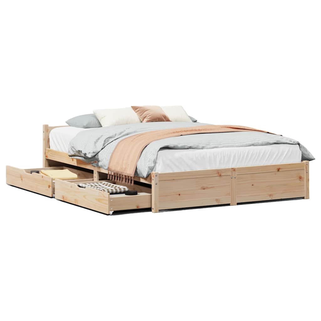Bedframe Zonder Matras Massief Grenenhout 140 x 190 cm Naturel