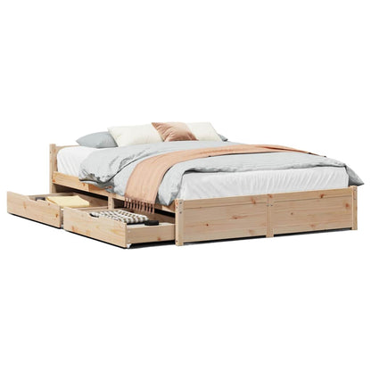 Bedframe Zonder Matras Massief Grenenhout 140 x 190 cm Naturel