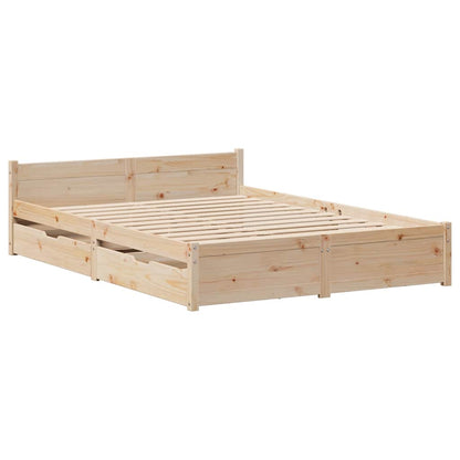 Bedframe Zonder Matras Massief Grenenhout 140 x 190 cm Naturel