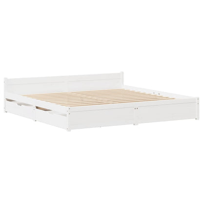 Bedframe zonder matras massief grenenhout wit 140x190 cm