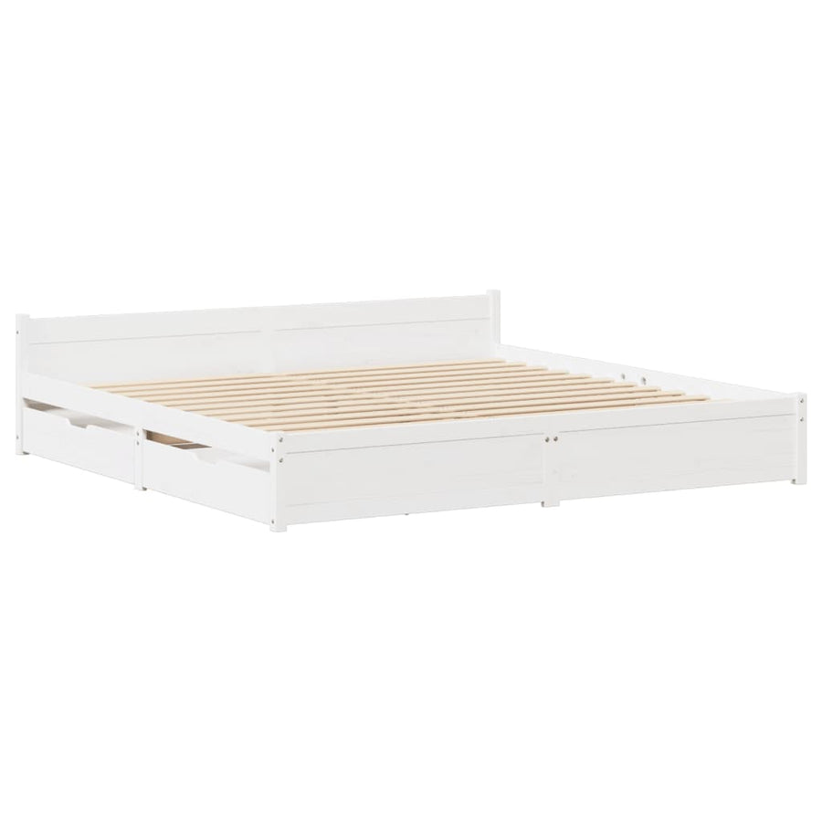 Bedframe zonder matras massief grenenhout wit 140x190 cm