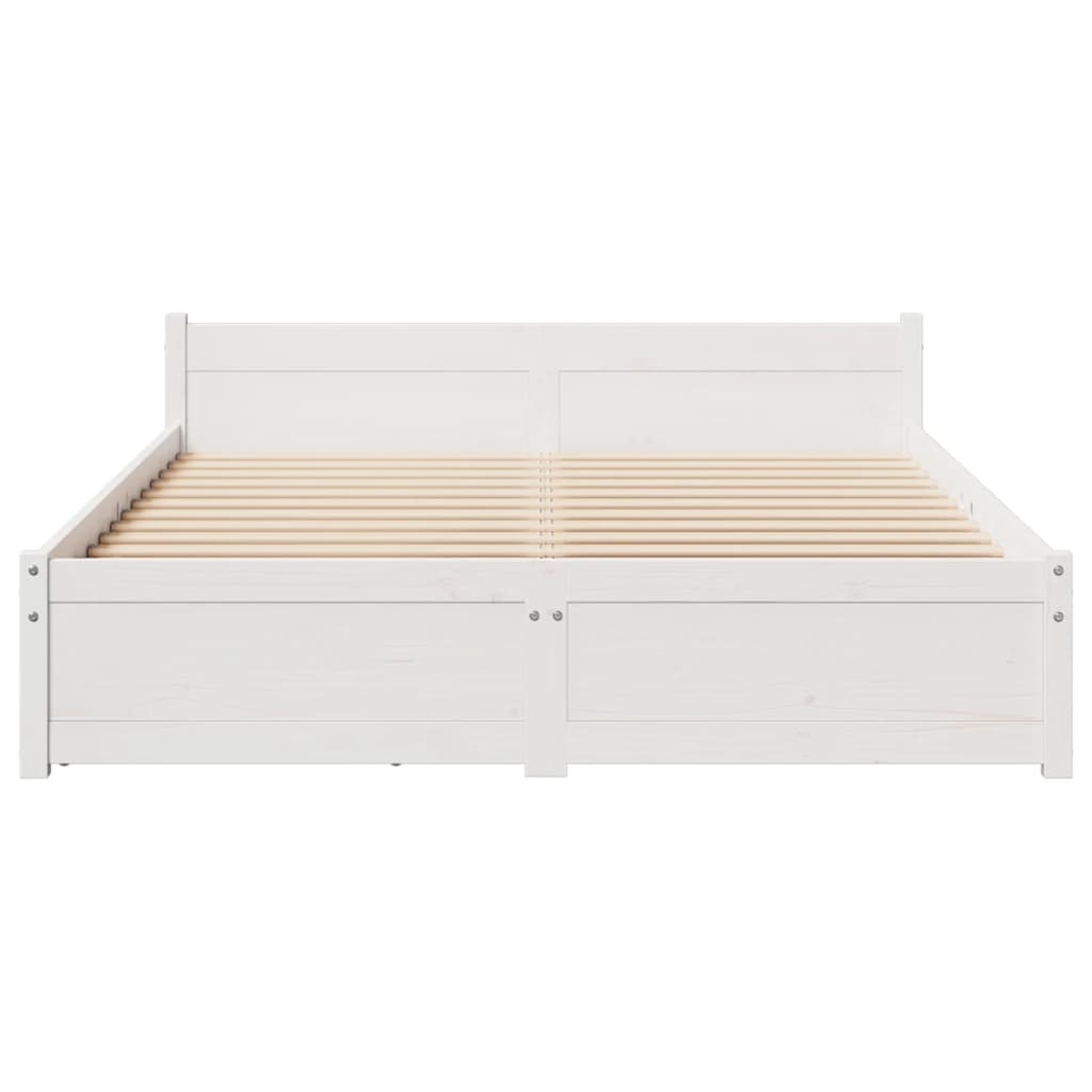 Bedframe zonder matras massief grenenhout wit 140x190 cm