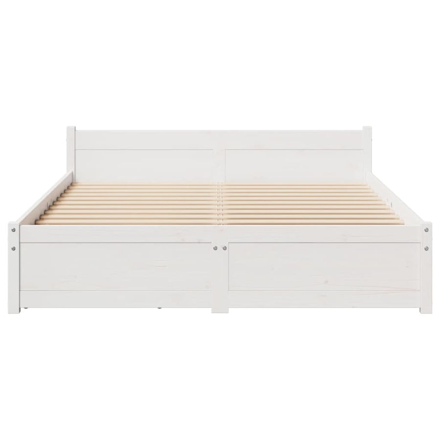Bedframe zonder matras massief grenenhout wit 140x190 cm