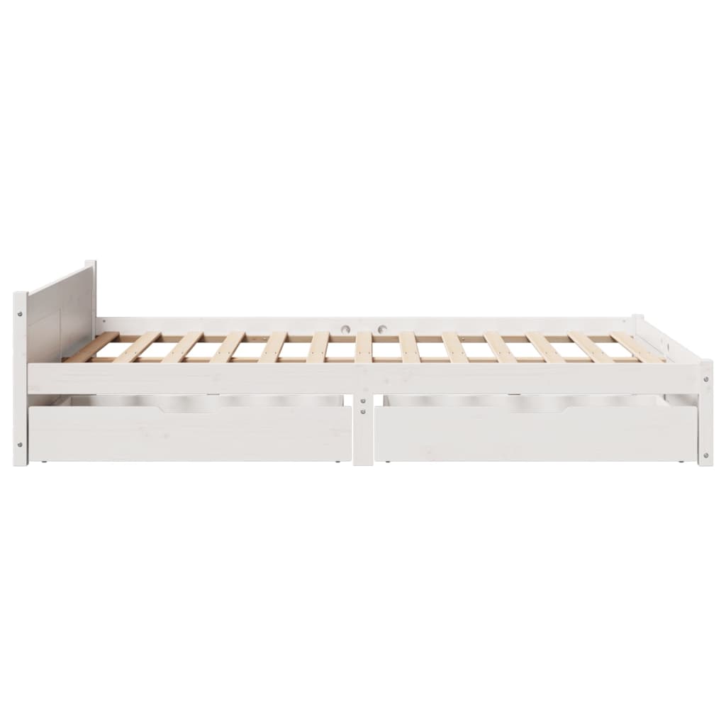 Bedframe zonder matras massief grenenhout wit 140x190 cm